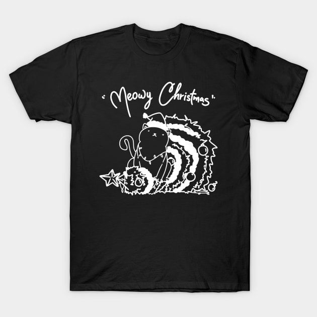 Meowy Christmas T-Shirt by Carlo Betanzos